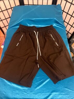 Men's Black Athletic Performance Drawstring Shorts